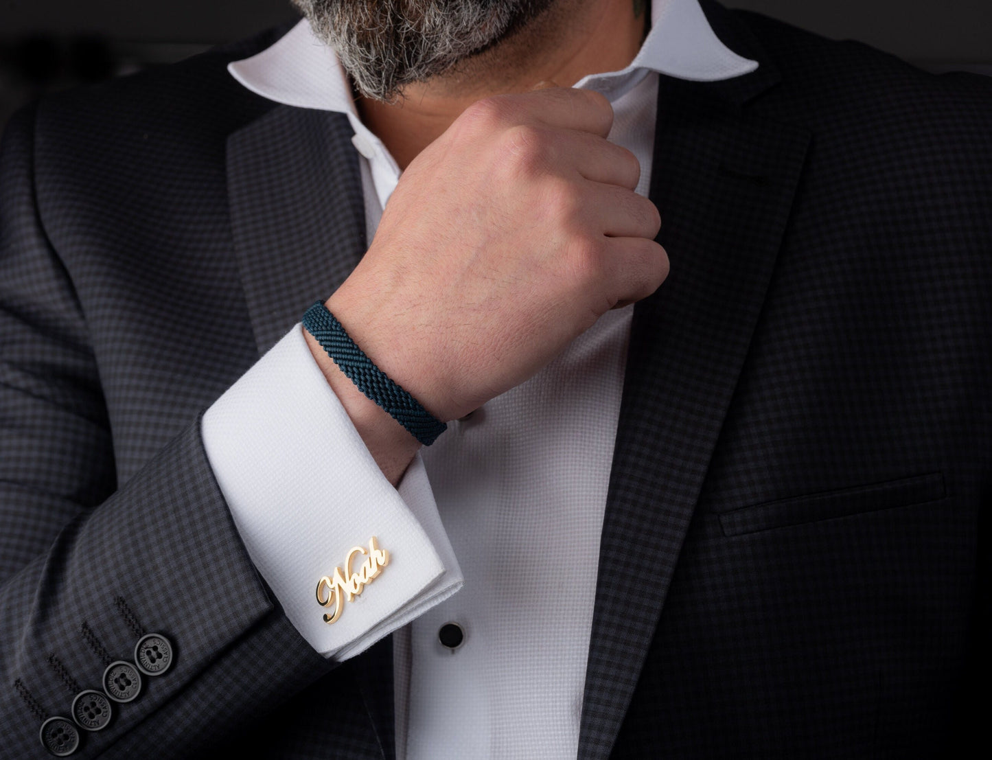 Script Name Cutout Cufflinks for Men | Sterling Silver