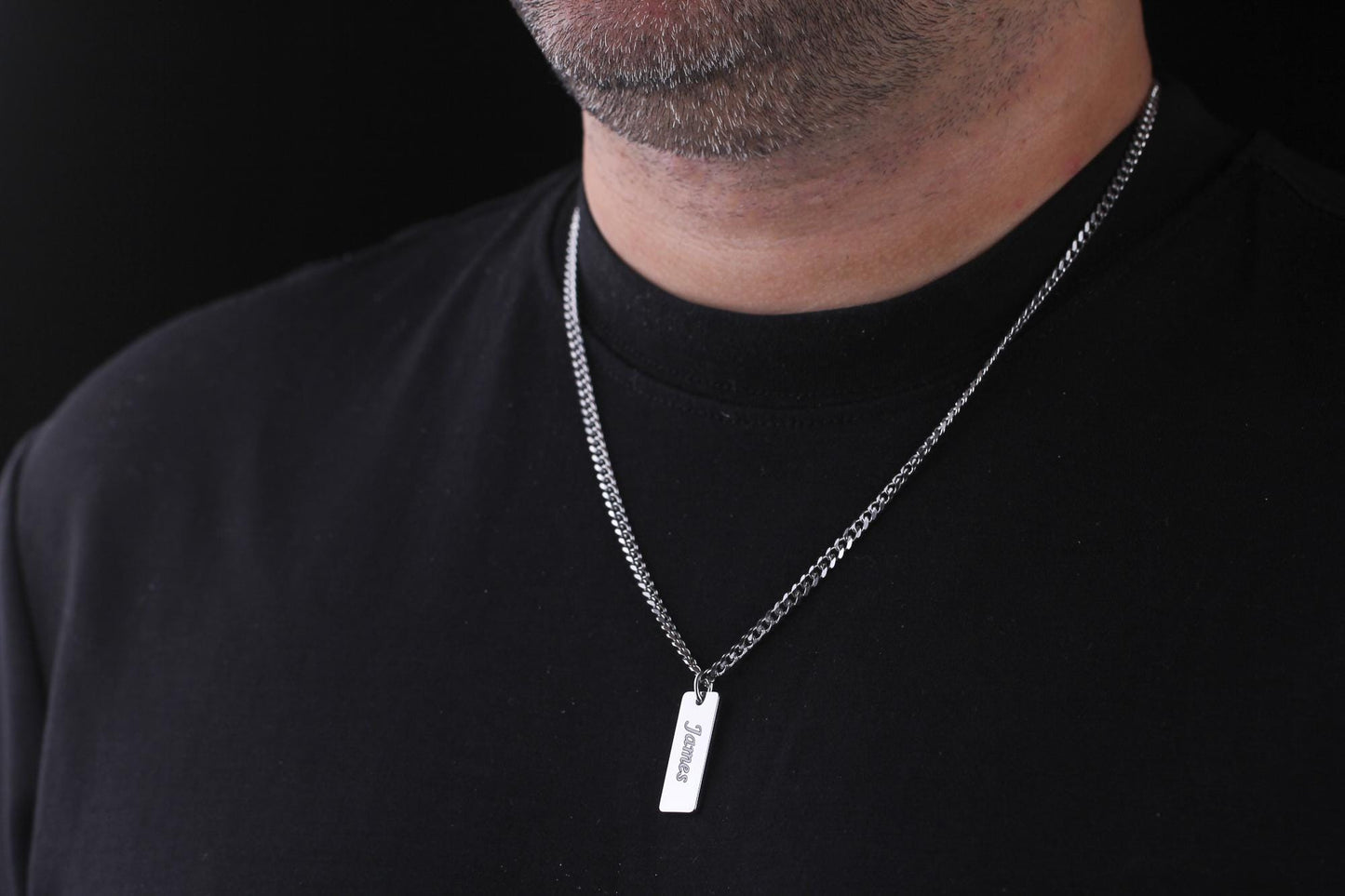 Actual Fingerprint Dog Tag Necklace - 316L Stainless Steel | Magnolia Men