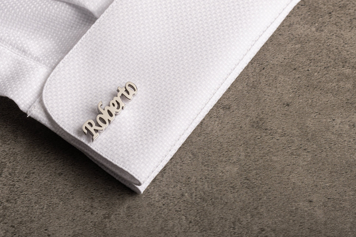 Handcrafted 925 sterling silver script name cutout cufflinks for men