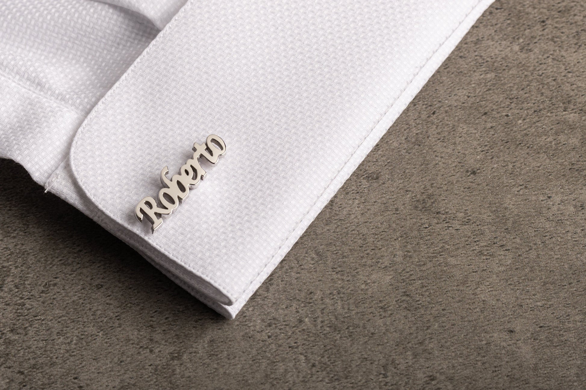 Handcrafted 925 sterling silver script name cutout cufflinks for men