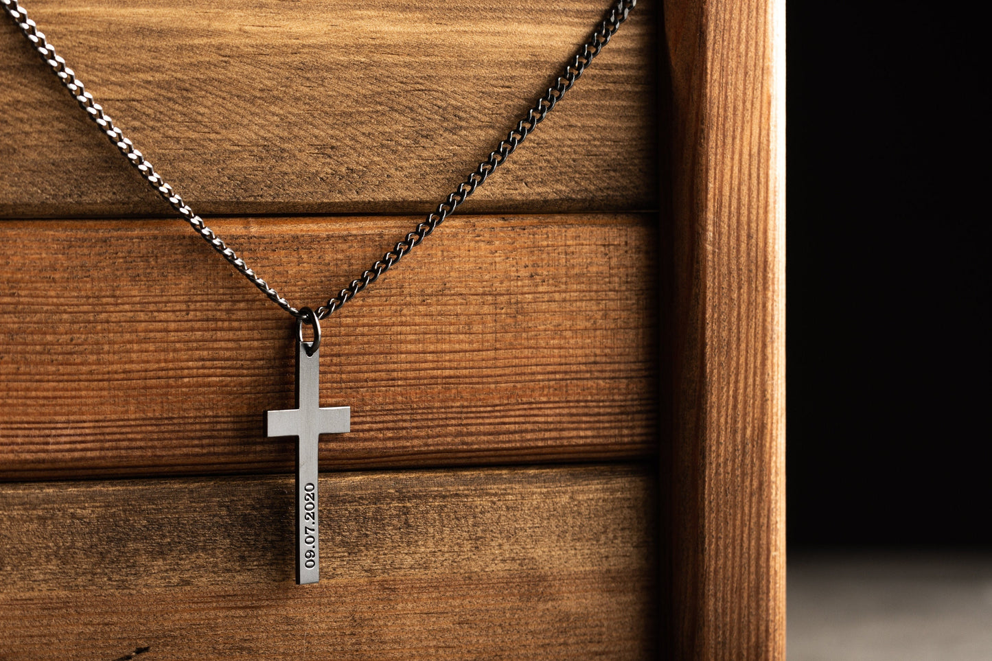 Custom engraved crucifix pendant in 925 silver handcrafted with precision