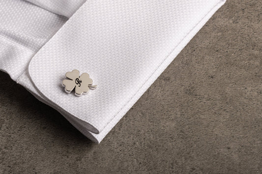 Personalized 925 Sterling Silver Four Leaf Clover Cufflinks