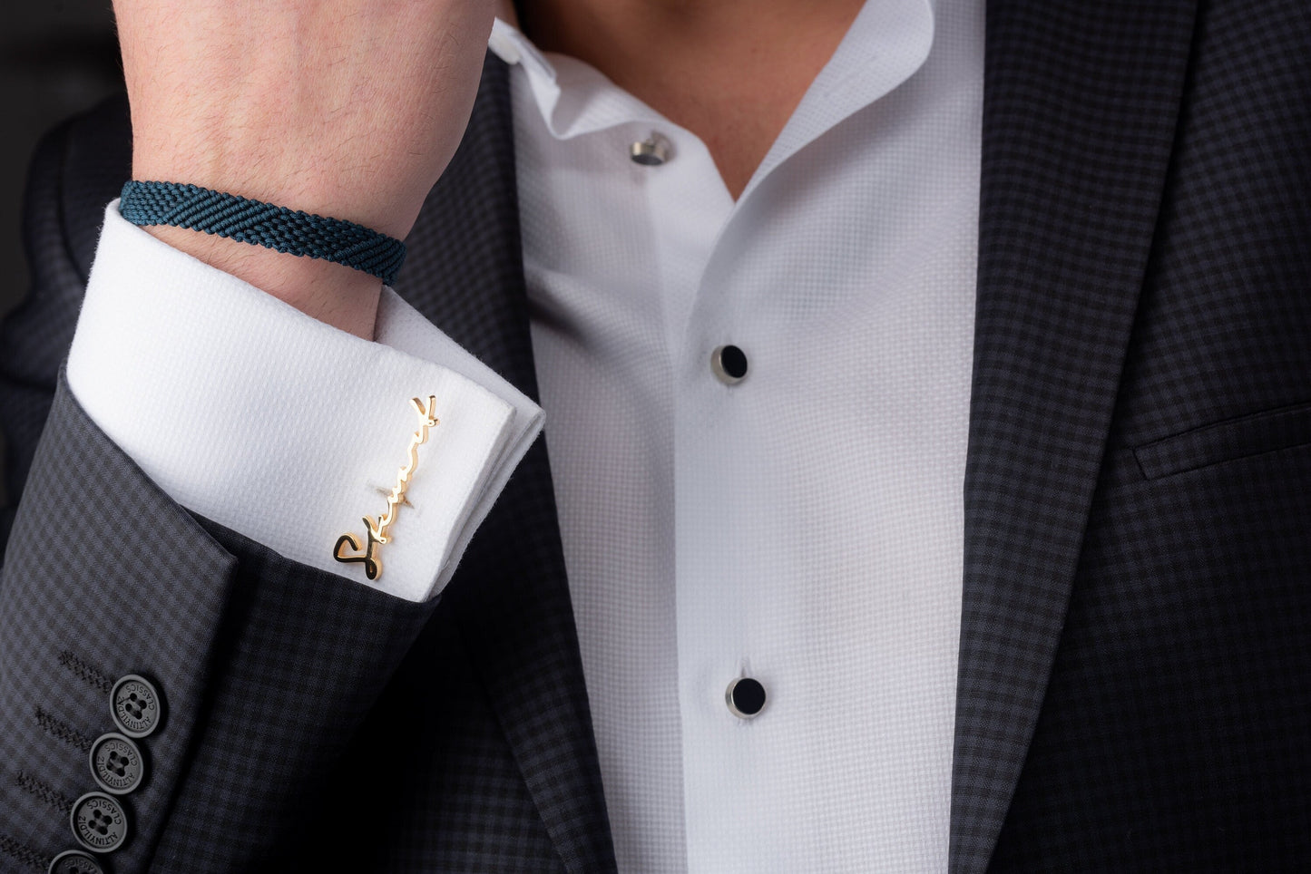 Personalized 925 sterling silver engraved cufflinks for men