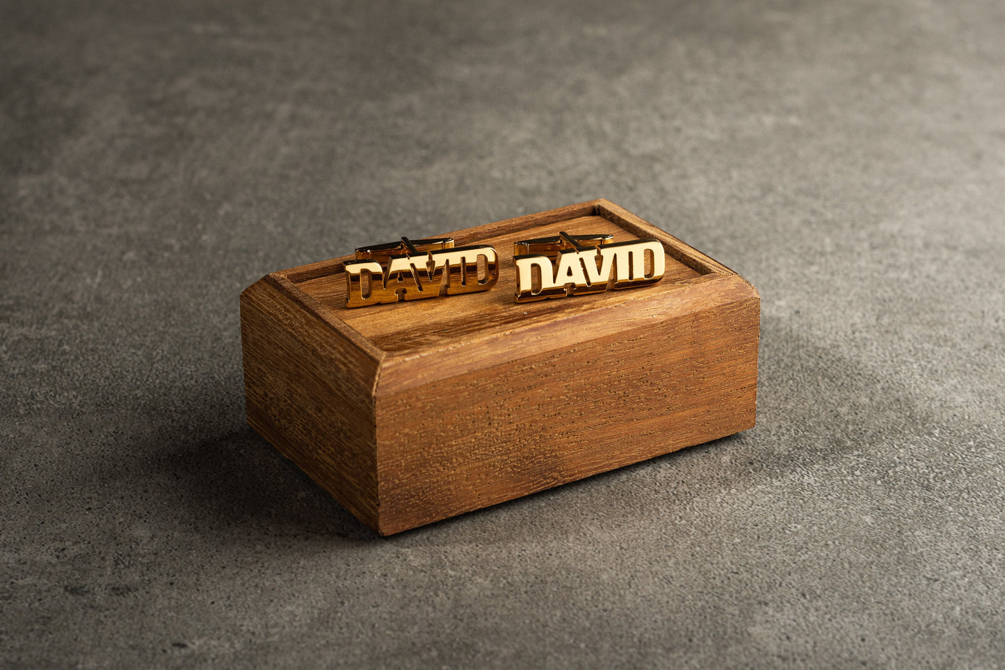 Sculpted name cufflinks in a premium Magnolia Men gift box