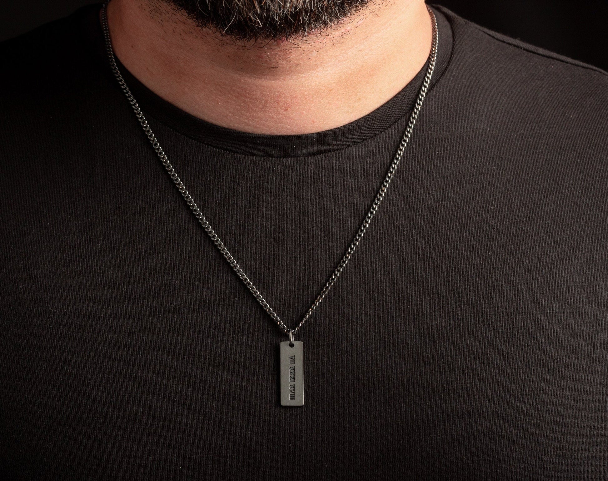 Personalized Men's Sterling Silver Engraved Bar Necklace - Magnolia Men