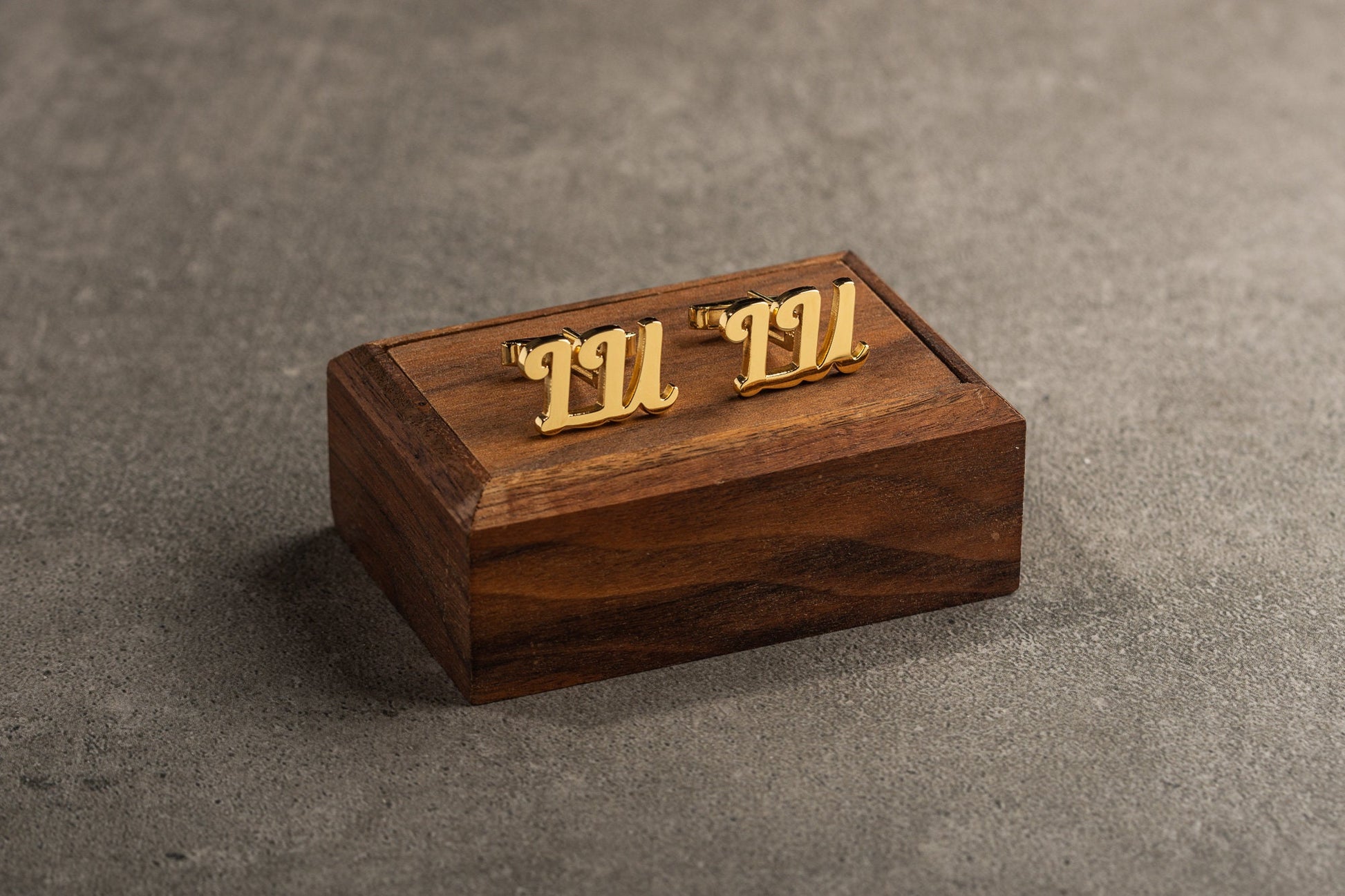 Minimalist custom initial cufflinks in a premium Magnolia Men gift box