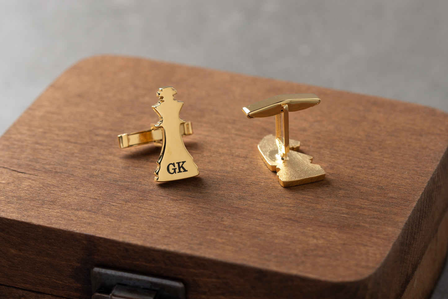 Custom chess themed cufflinks in a signature Magnolia Men gift box presentation