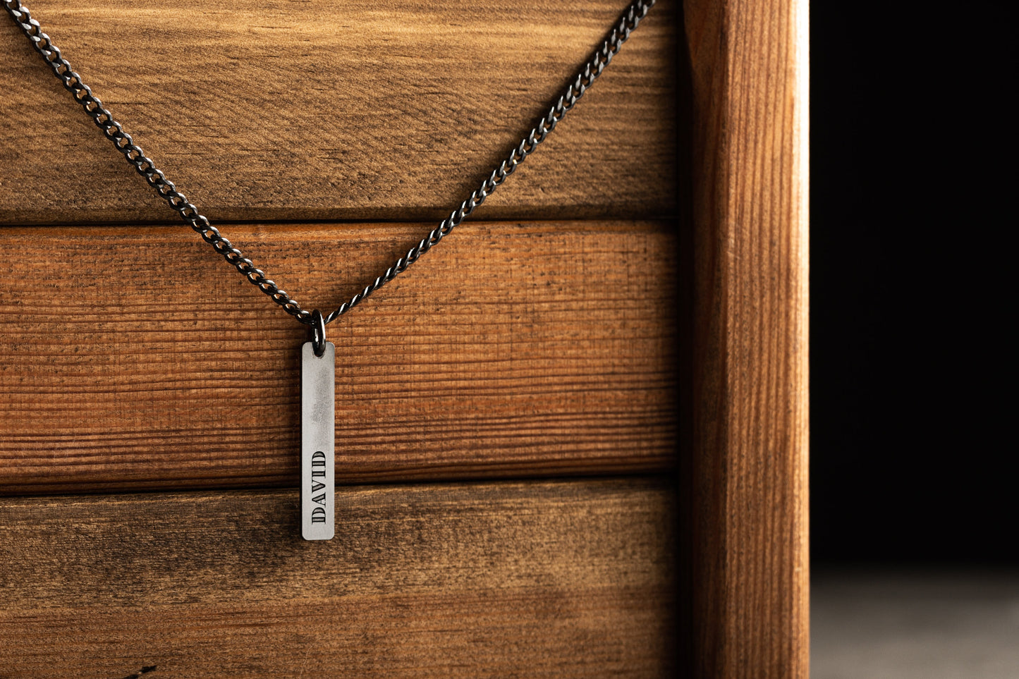 Minimalist handcrafted silver bar necklace for the modern man lifestyle