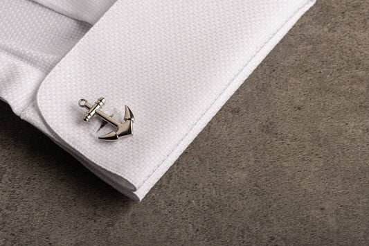 Handcrafted 3D anchor cufflinks in 925 sterling silver for men