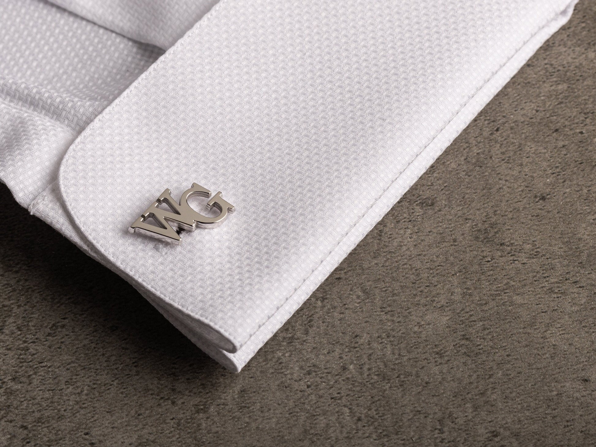 Custom 925 Sterling Silver initial cufflinks in diagonal and straight monogram styles