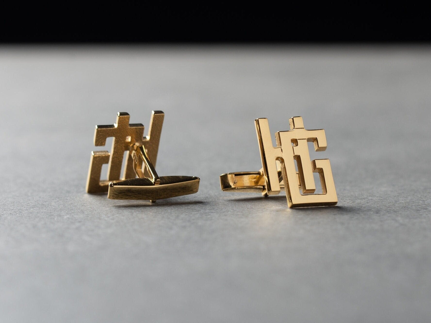 Custom 925 sterling silver initial cufflinks for men