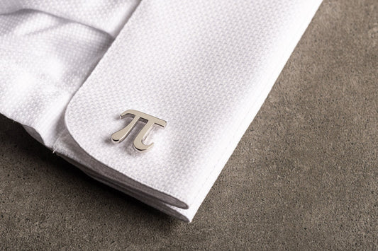 Handcrafted 925 sterling silver Pi symbol cufflinks for men