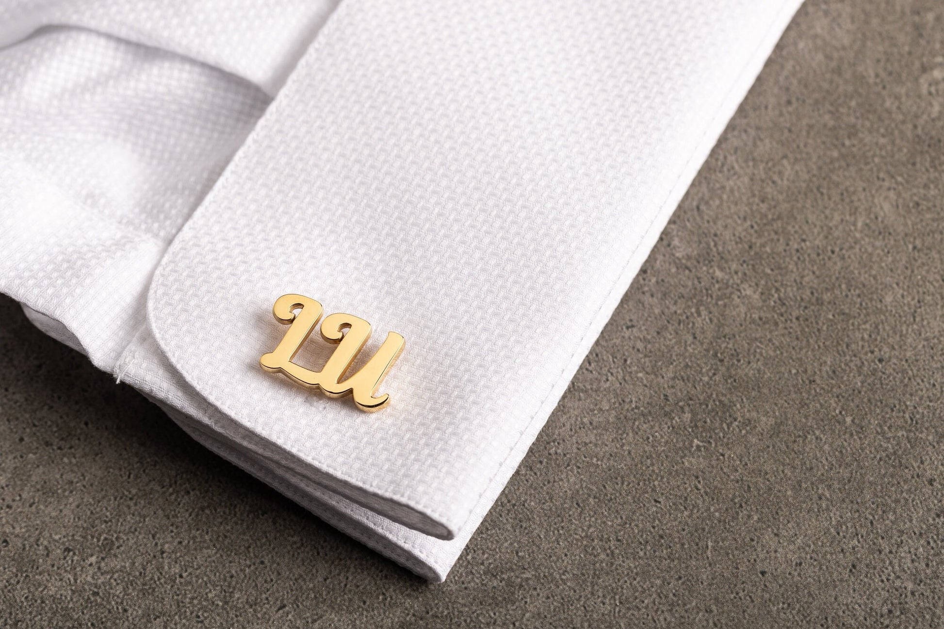 Handcrafted 18k gold plated side-by-side initial cutout cufflinks for men