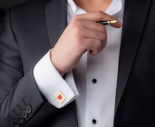 Sterling silver playing card cufflinks for men with custom engraving