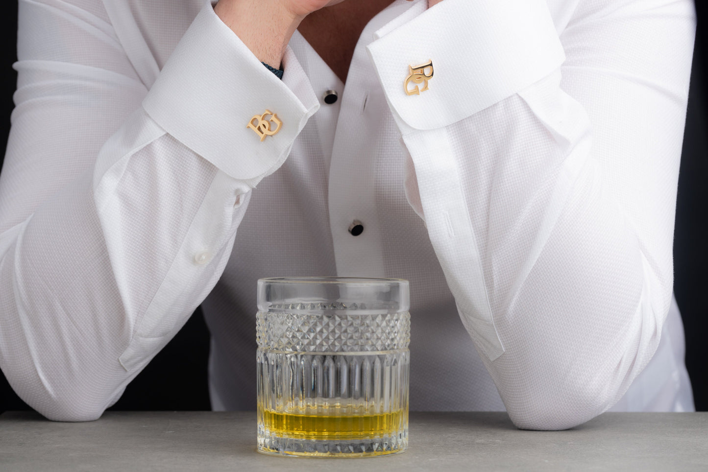 Handcrafted silver initial cufflinks in a premium Magnolia Men gift box